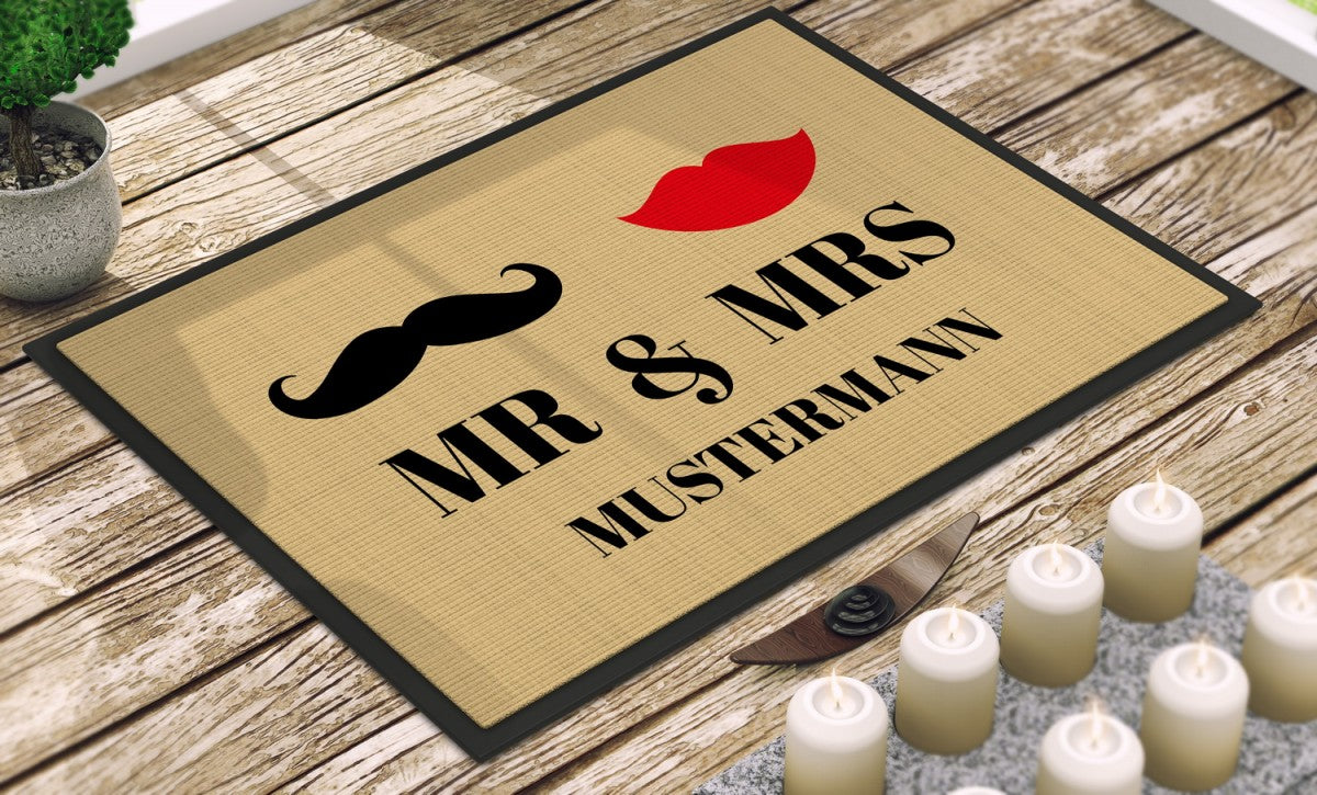 Individuell bedruckte Fußmatte - "Mr. & Mrs." in 2 Größen - V2