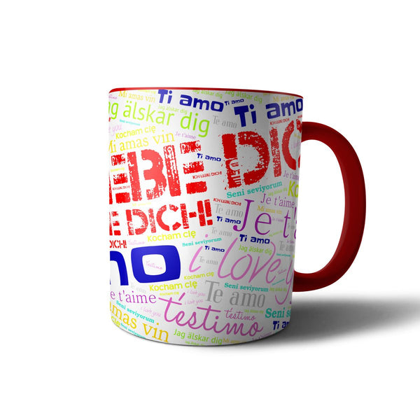 Liebes - Tasse "Ich liebe Dich" Text in 10 Sprachen - perfekt für die Liebe seines Lebens oder Valentinstag