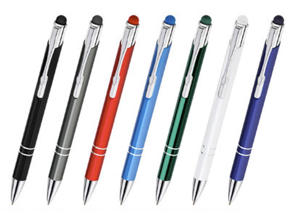 Creativgravur® Aluminium - Kugelschreiber Cosmo mit Touchpen Funktion Lasergravur Sortenrein o. Gemischt einheitl. Gravur 6 Farben