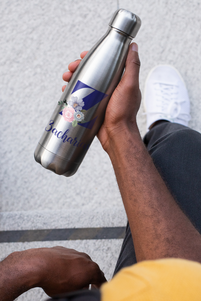 creativgravur Edelstahl Trinkflasche Premium Vakuum Wasserflasche Perfekte Isolierflasche für Sport, Laufen, Fahrrad, Yoga, Wandern und Camping personalisiert mit Name