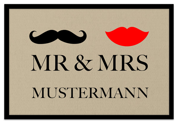 Fußmatte 'Mr. & Mrs. ' Inkl. Ihrem Nachnamen - Personalisierte Schmutzfangmatte, Fußmatte