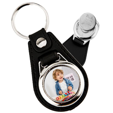 Schlüsselanhänger aus Metall mit Foto inkl. Einkaufswagenchip Silber Bild Schlüsselbund
