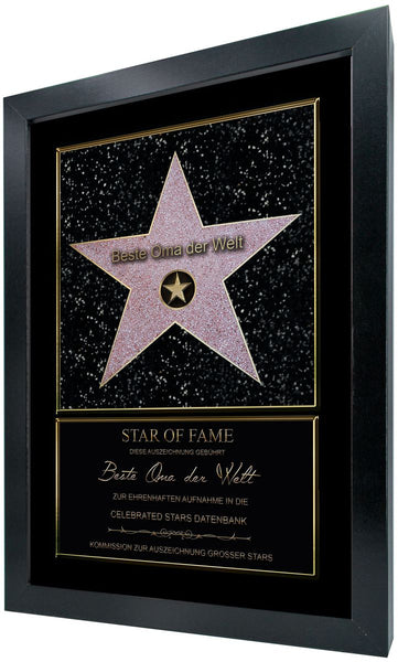 Hollywood Stern im Walk of Fame Stil - Star of Fame Urkunde für Mamas, Papas oder Wunschtext