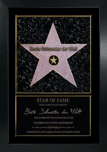 Hollywood Stern im Walk of Fame Stil - Star of Fame Urkunde für Mamas, Papas oder Wunschtext