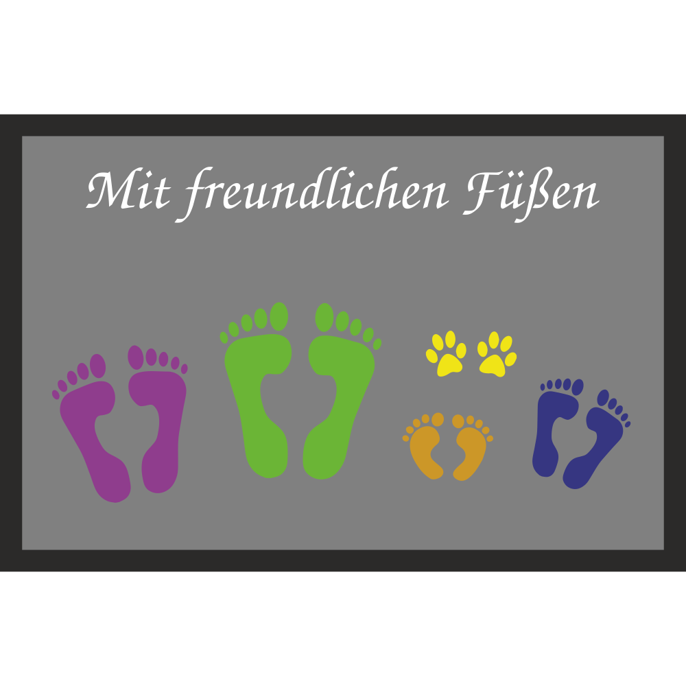 Creativgravur® Fußmatte - Mit freundlichen Füssen - Personalisierbar - in 2 Größen