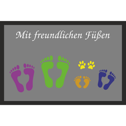 Creativgravur® Fußmatte - Mit freundlichen Füssen - Personalisierbar - in 2 Größen