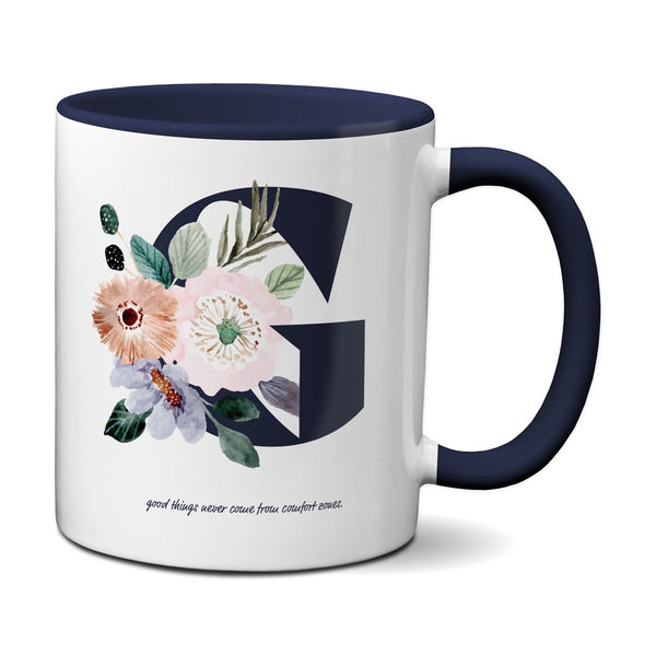 Tasse mit Buchstabe Alphabet G Buchstaben-Tasse- Kaffeetasse  - Kaffeebecher